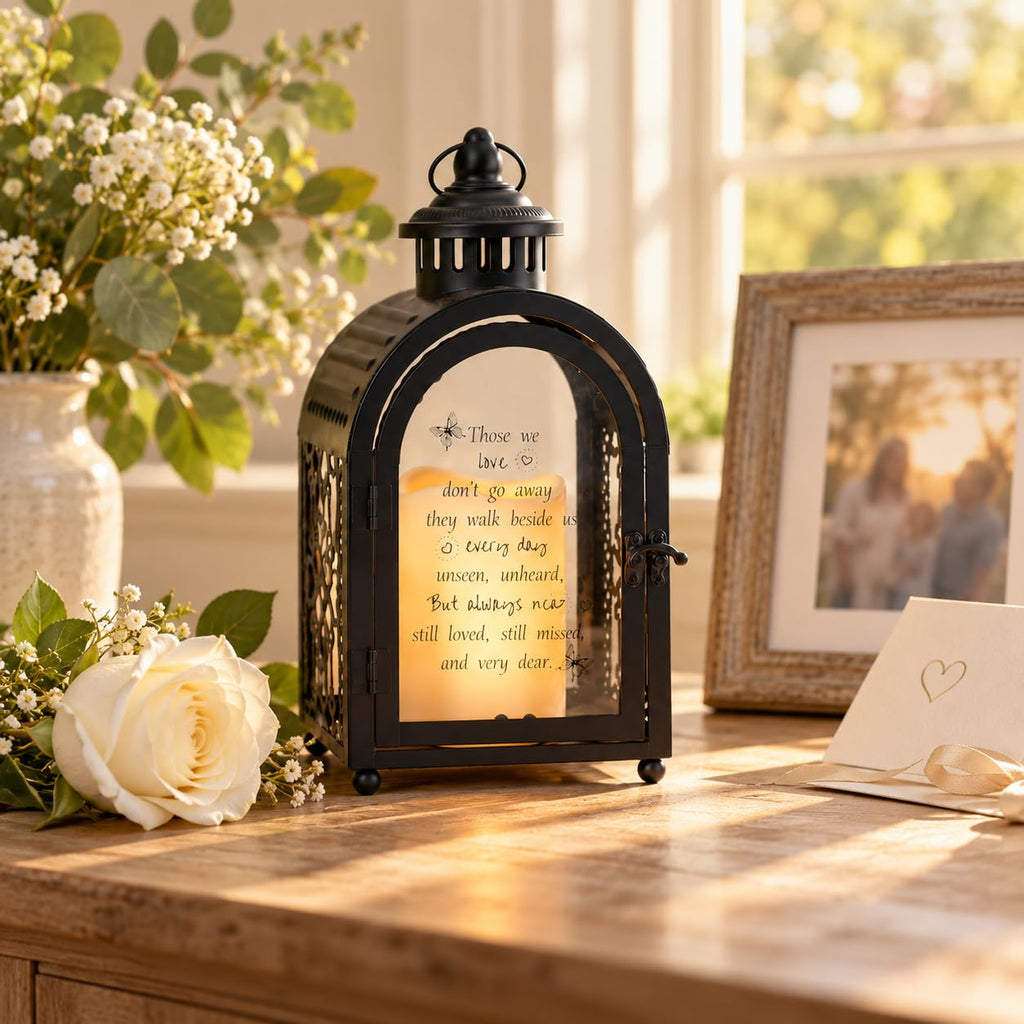 Memorial Lantern 11'' H Walk Beside Us Remembrance Lantern Black
