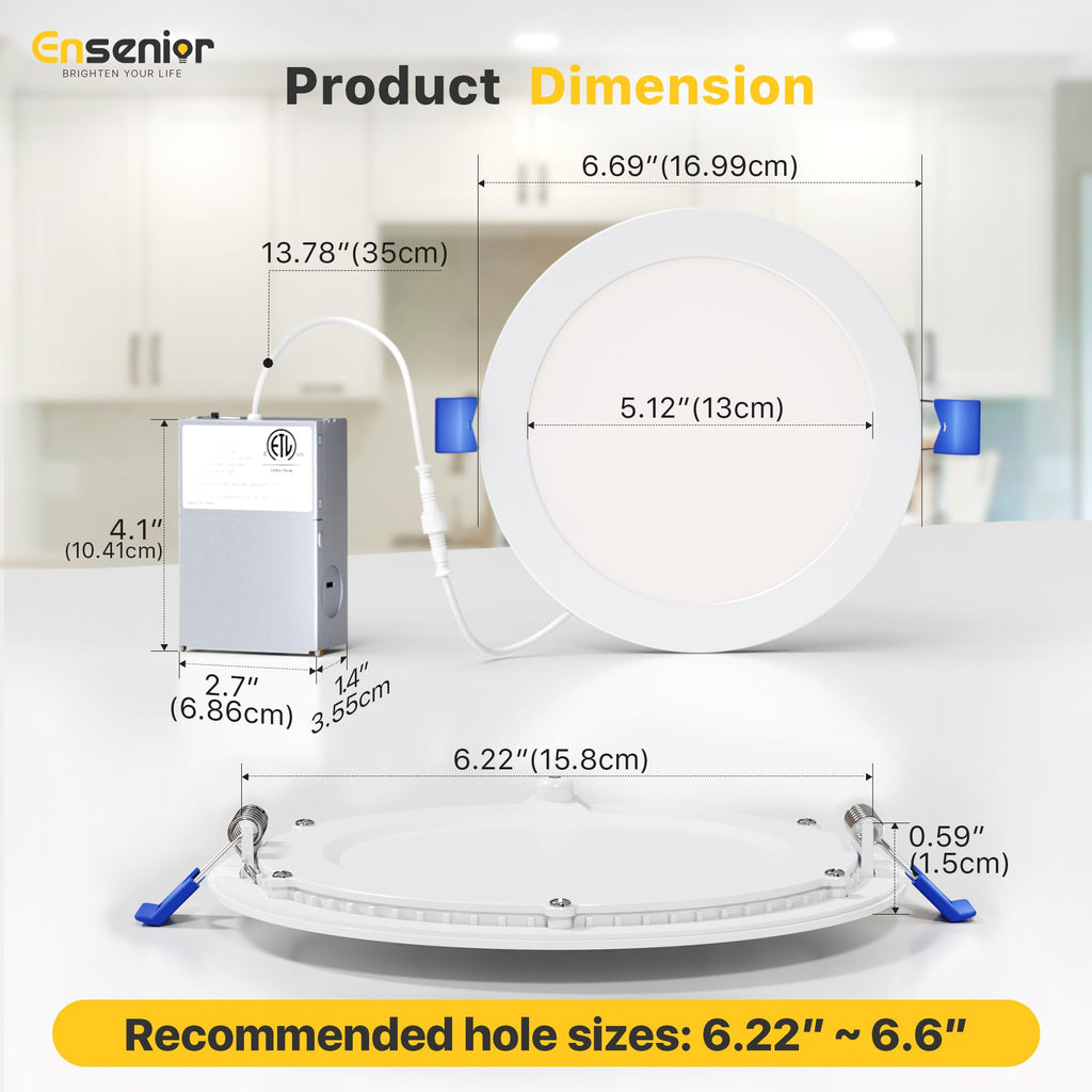 12 Pack 6 Inch LED Recessed Ceiling Light, 5CCT, 1200LM 12W 120V