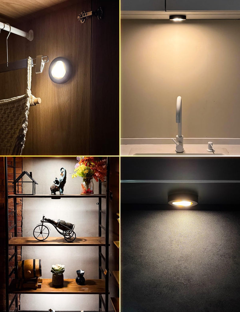 Ultra Thin Puck Lights with Remote, LED Under Cabinet & Closet Lighting Wireless, 3 Color Temps & Dimmable Stick On