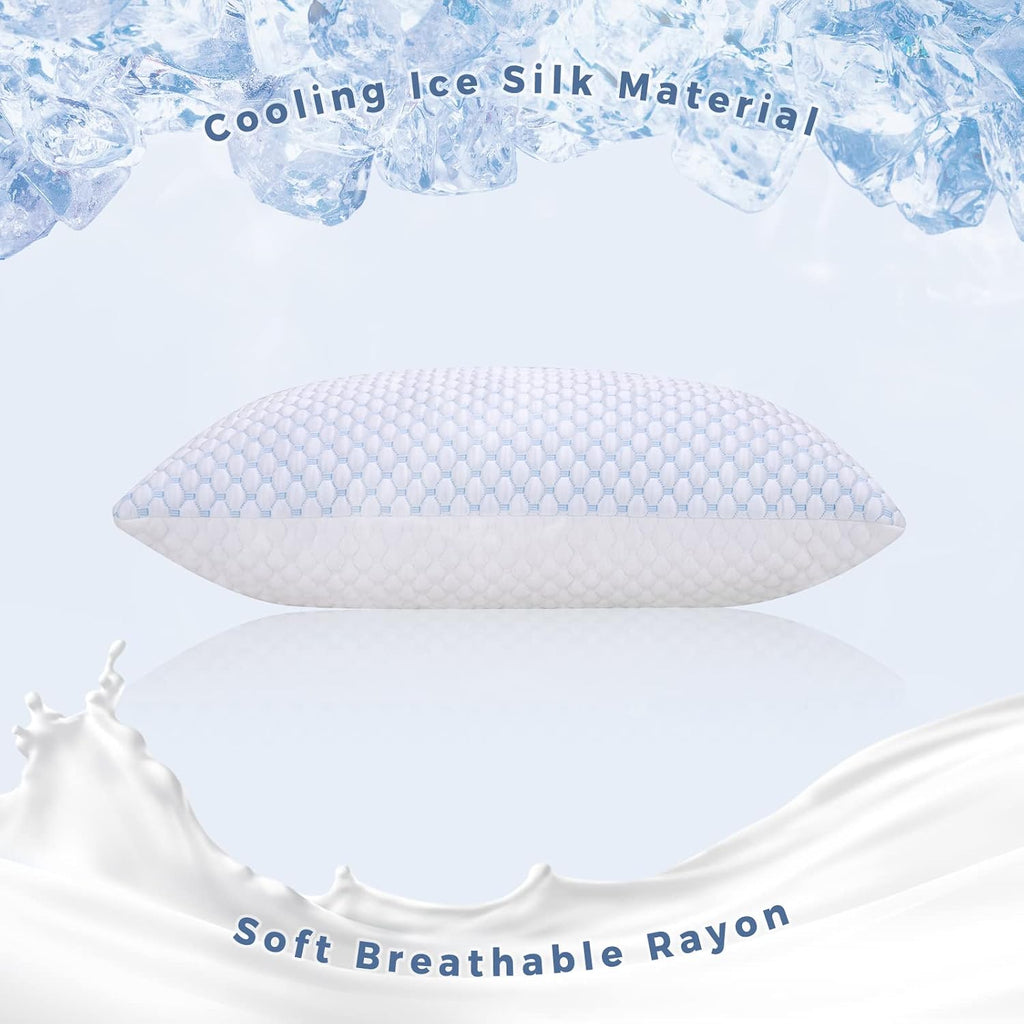 Shredded Memory Foam Pillows Standard Size Pack of 2 | Neck pain relief, supportive, odorless, cooling pillow