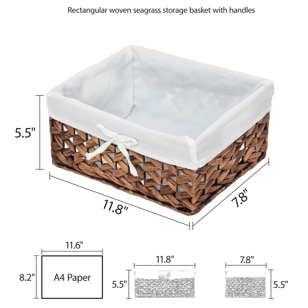 Water Hyacinth Storage Basket Small with Metal Frame & Removable Liner
