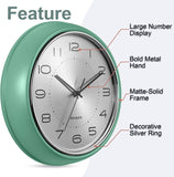 12 Inch Vintage Retro Wall Clock, Silent Non-Ticking Metal Dial & Domed Glass Battery Operated