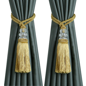 Curtain Tiebacks with Tassel, Gold - 2 Pack