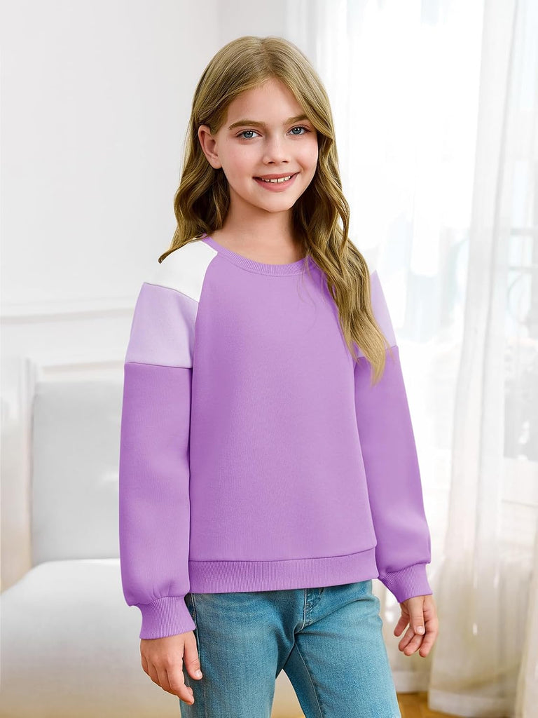 Girls Oversized Colorblock Sweatshirts Kids Fashion Fleece Drop Shoulder Pullover
