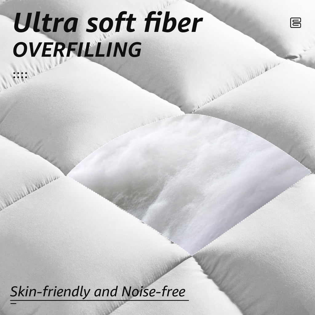 All Season Queen Size Bed Comforter - Cooling Goose Down Alternative Quilted Duvet Insert with Corner Tabs - Winter