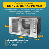 ETO4510MX French Door 47.5Qt, 18-Slice Convection Oven 4-Control Knobs, Bake Broil Toast Rotisserie Keep Warm