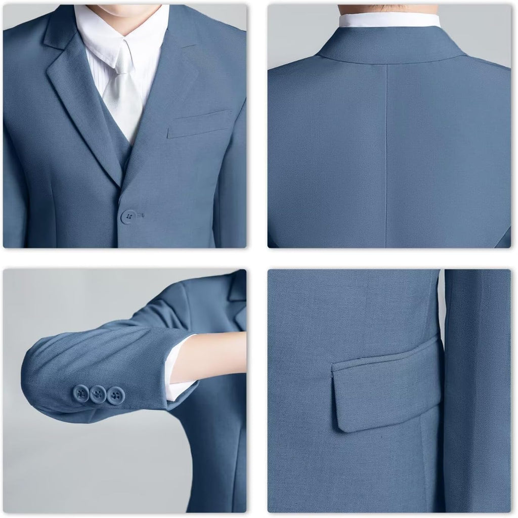 Boys Formal Suit Kids 5 Piece Suit Jacket Pants Set with Shirt Tie