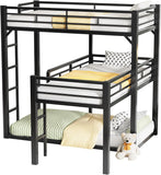 Heavy Duty L-Shaped Triple Bunk Bed for Kids Bedroom,Twin Over Twin Over Twin Metal Bunkbeds with Ladder & Safety