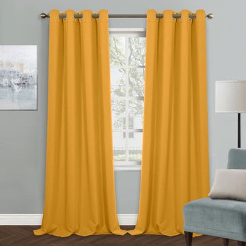Yellow Blackout Curtain Bedroom Curtain 84 Inches Long Grommet Room Darkening Window Curtains Thermal Insulated