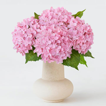 20 inches 4 Pcs Soft Pink Real Touch Artificial Boho Lifelike Real Looking Latex Hydrangeas Flower with Long Stem