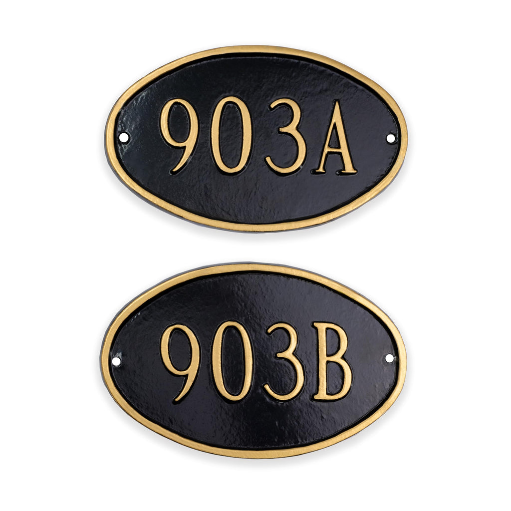 Classic Oval Address Wall Plaque Sign - Custom House Numbers - Wall Mount - Aluminum - Multiple Colors Available