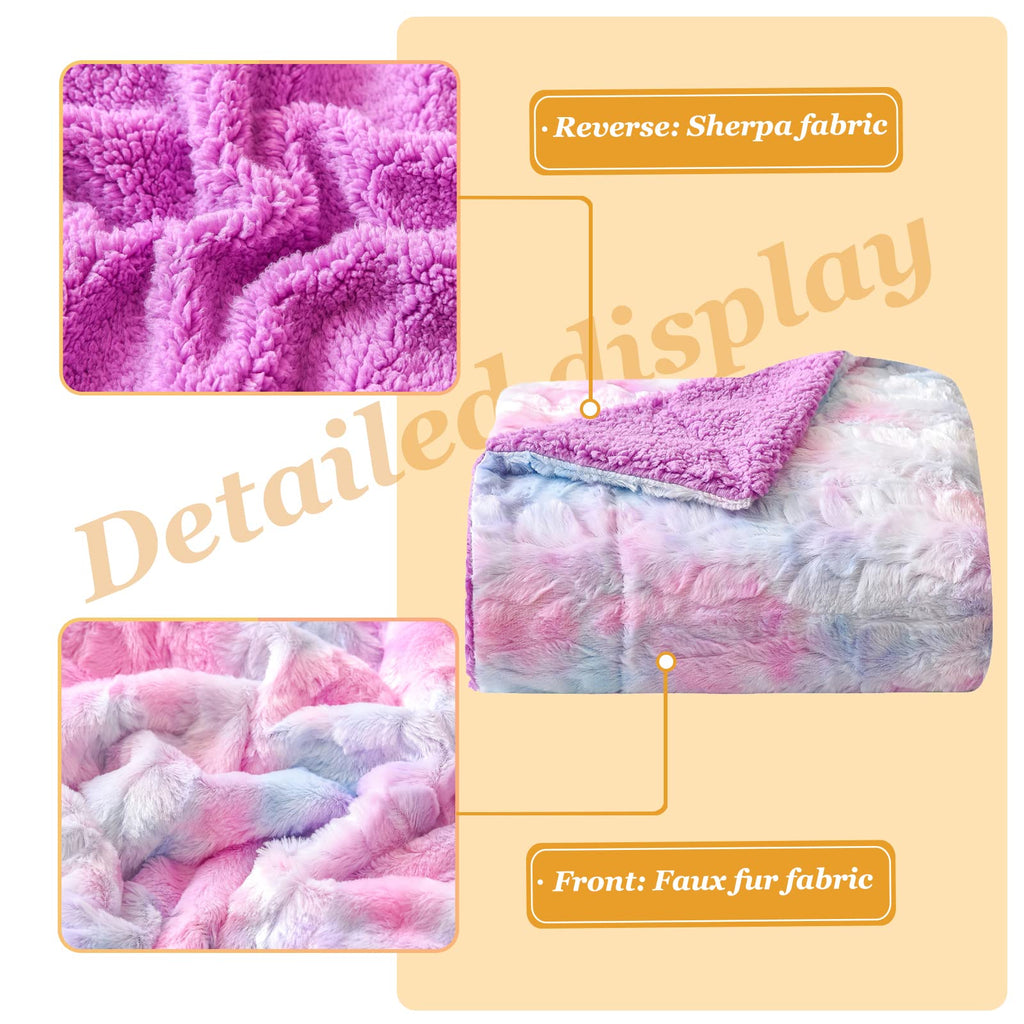 Faux Fur Sherpa Twin Blanket for Couch, Multi Purple, 60"x80"