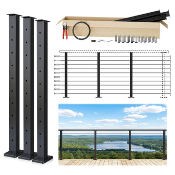 8-12ft Modular Cable Railing Kit for Deck Surface Mount 36in RW17