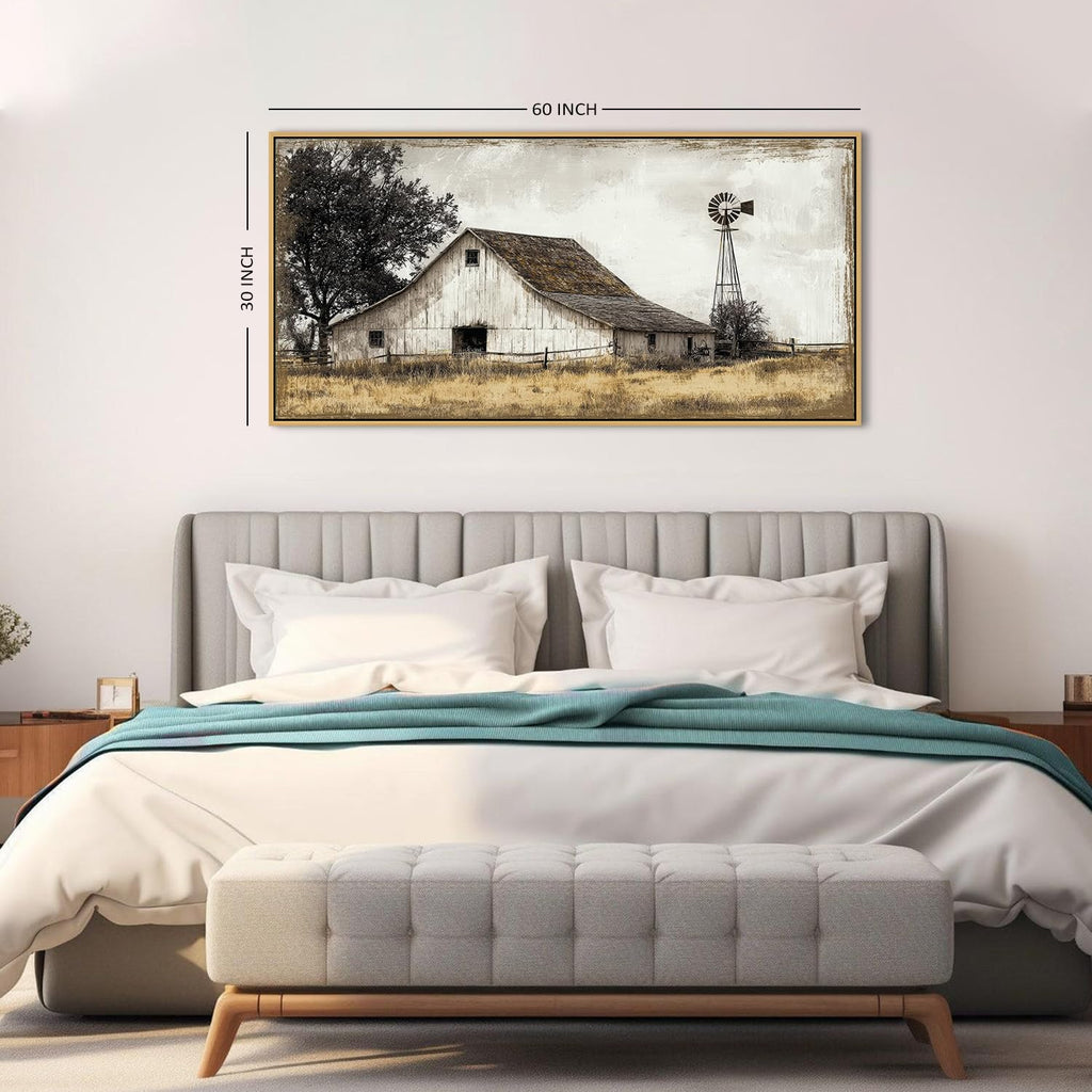 Rustic Farmhouse Wall Art Vintage Barn Windmill Canvas Prints Rural Country Painting Poster Western Landscape
