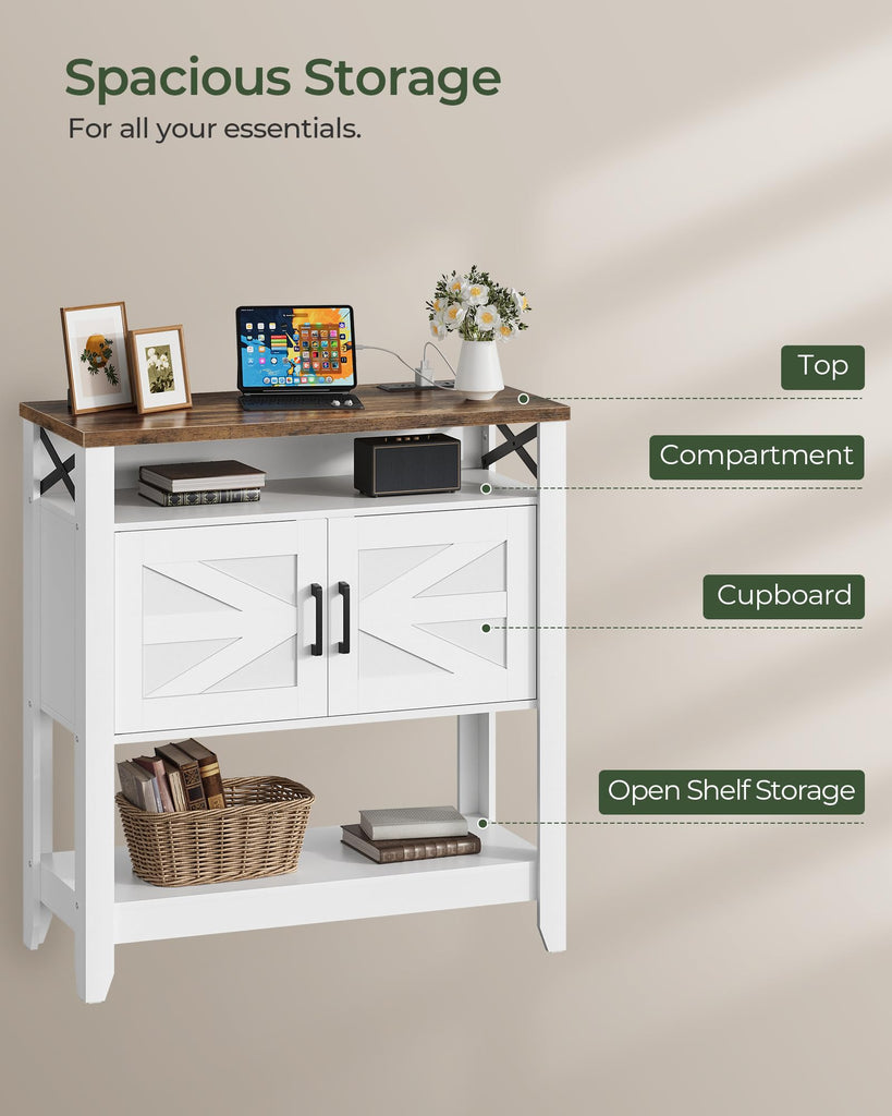 Farmhouse Console Table with Power Outlet, Coffee Bar Cabinet with Storage, Entryway Table, Coffee Bar Table, for