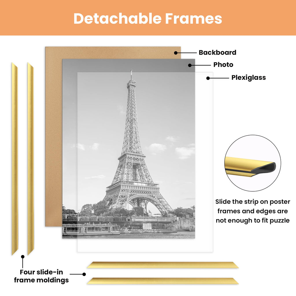 24x36 Poster Frame, Easy Slide-In Assembly, Gold, 3 Pack