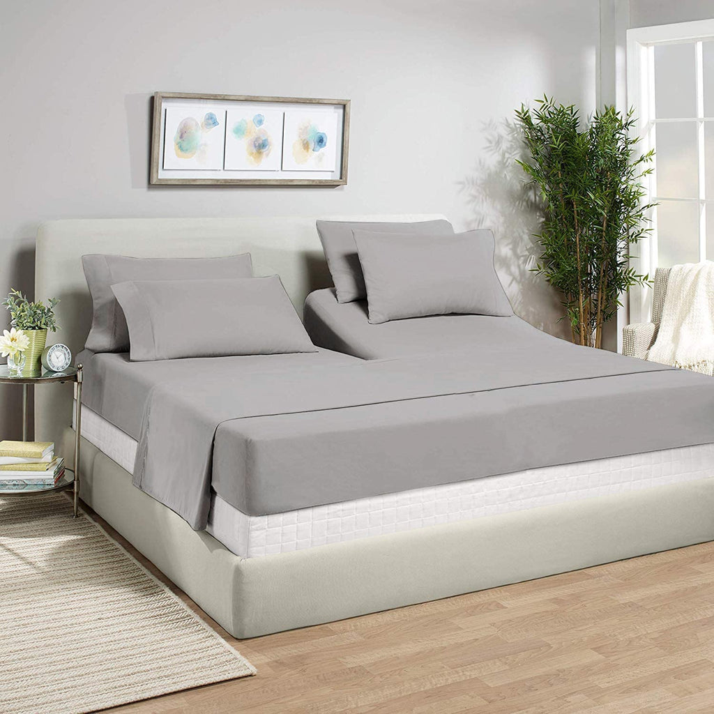 100% Microfiber 4-Piece Split Top Queen Sheets Sets for Adjustable Bed with 18" Inch Deep Pocket Flex Head Queen