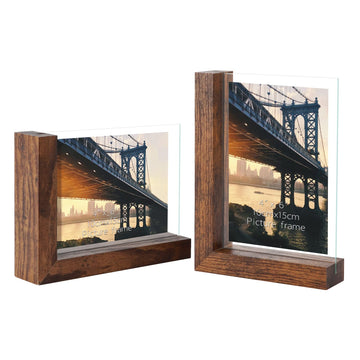 4x6 Picture Frames Set of 2, Rustic L Shaped Double Sided Frames Made to Display 4 by 6 inch Horizontal Vertical