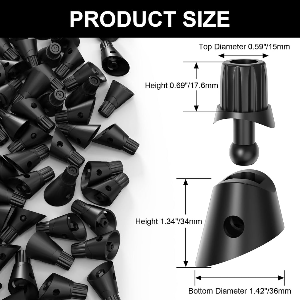 125 Pack Adjustable Baluster Connectors for Tube Post, 3/4" Black Anti-UV Black Baluster Connectors with Screws for