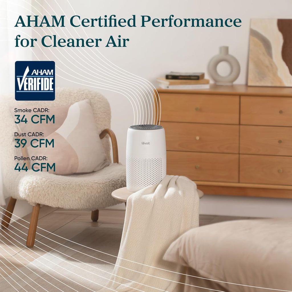 Air Purifiers for Bedroom Home Dorm, AHAM VERIFIDE, 3-in-1 Filter Cleaner With Aroma Pad, Filters Sm