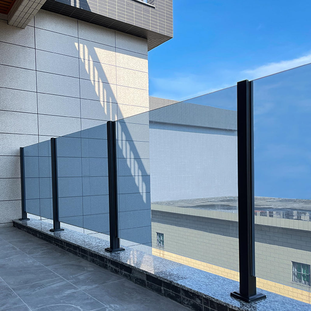 Heavy-Duty Glass Railing Post, 304 Stainless Steel Glass Railing with Spigot Slots & Sturdy Base, Balcony, Stairway