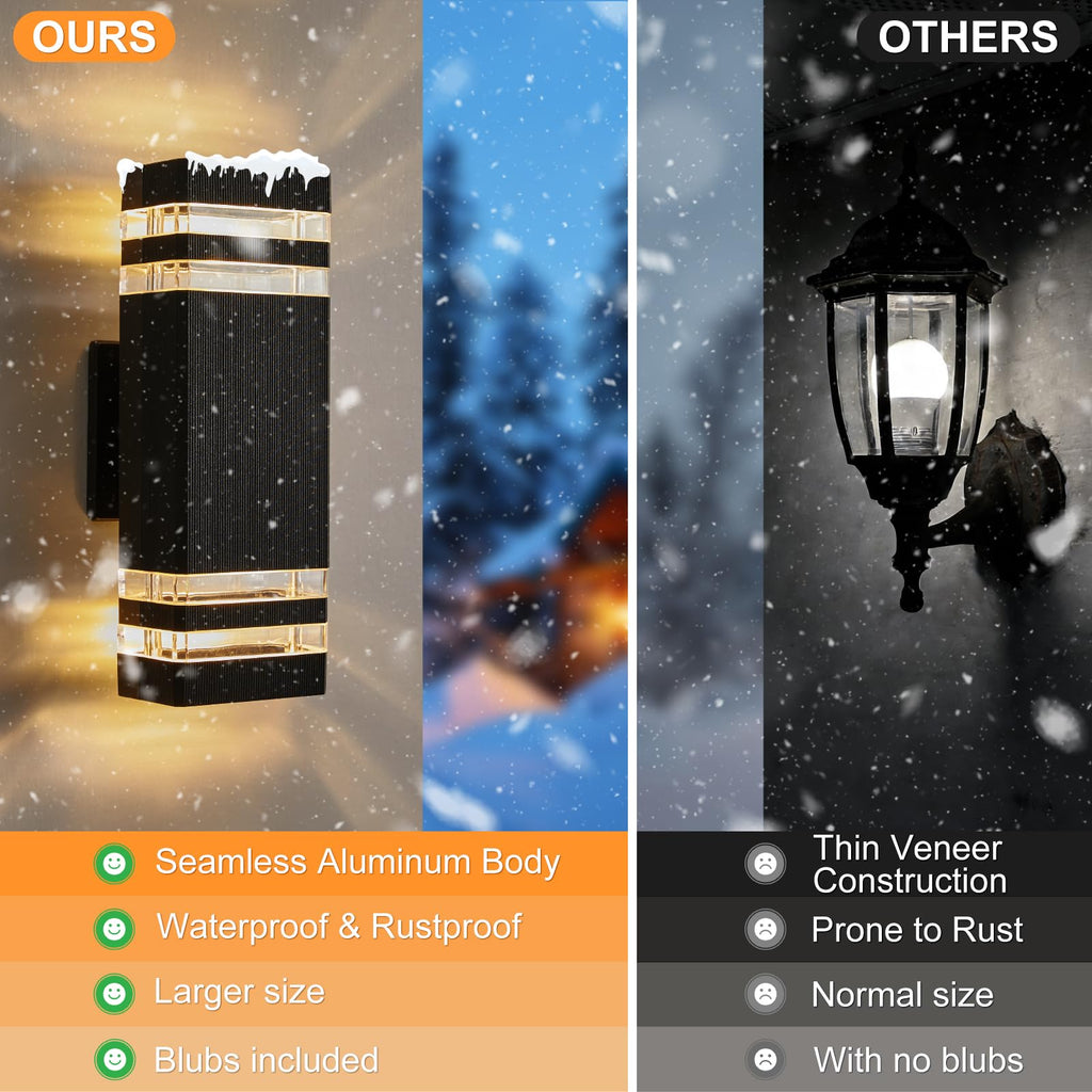 Dusk to Dawn Outdoor Lighting, Wall Sconce with 5w LED Bulbs, Outside Lights IP65 Waterproof Aluminum Up and Down
