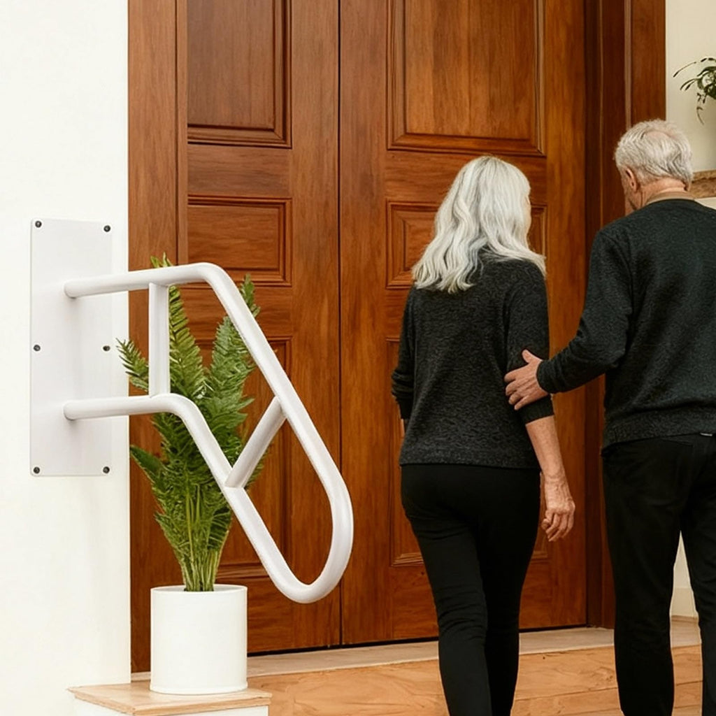 Handrails for Outdoor Steps, U-Shaped Handrail, 1-3 Steps, White