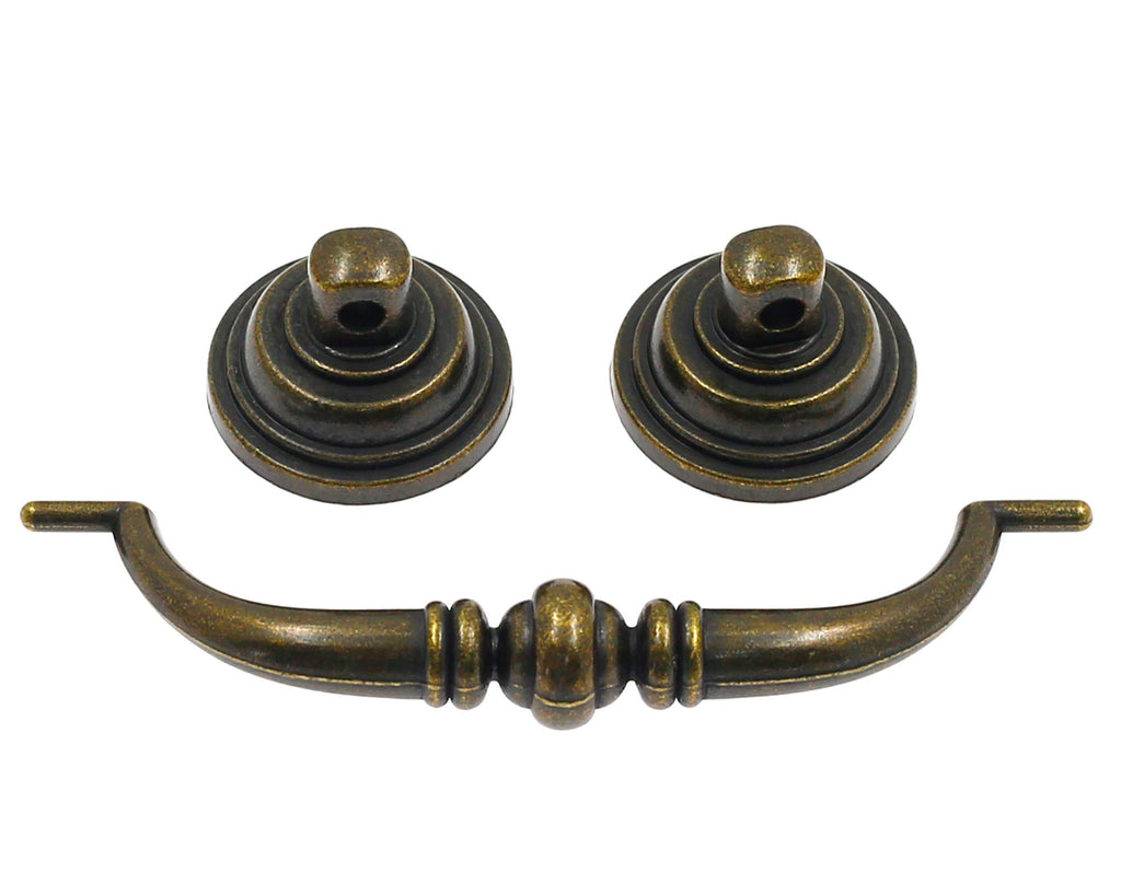 8Pcs Bail Pull Drawer Handles 3.5 Inch Hole To Hole, Bail Drawer Pull Drop Handles Desk Drawer Handle, Bronze Antique