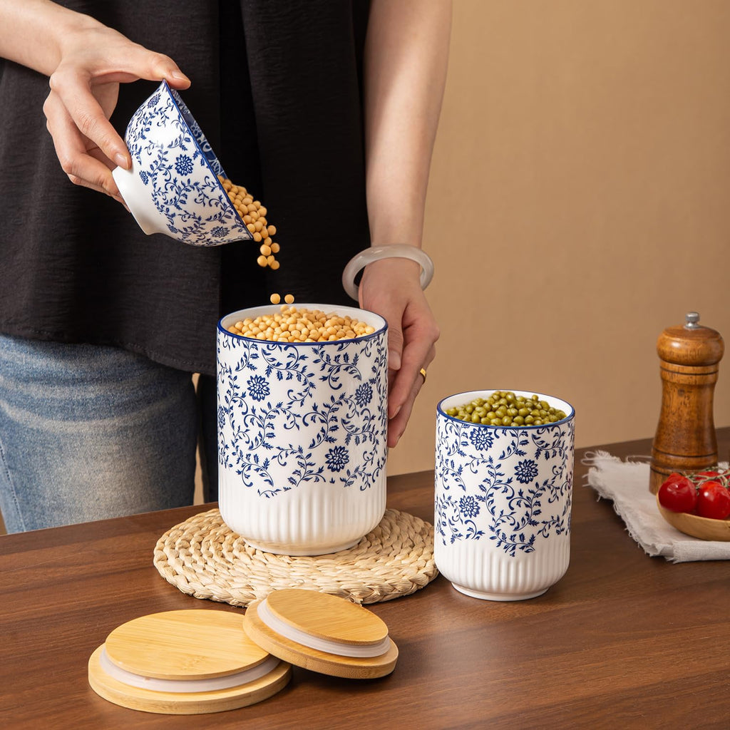 2 Pcs 36/18 oz Ceramic Canisters Sets