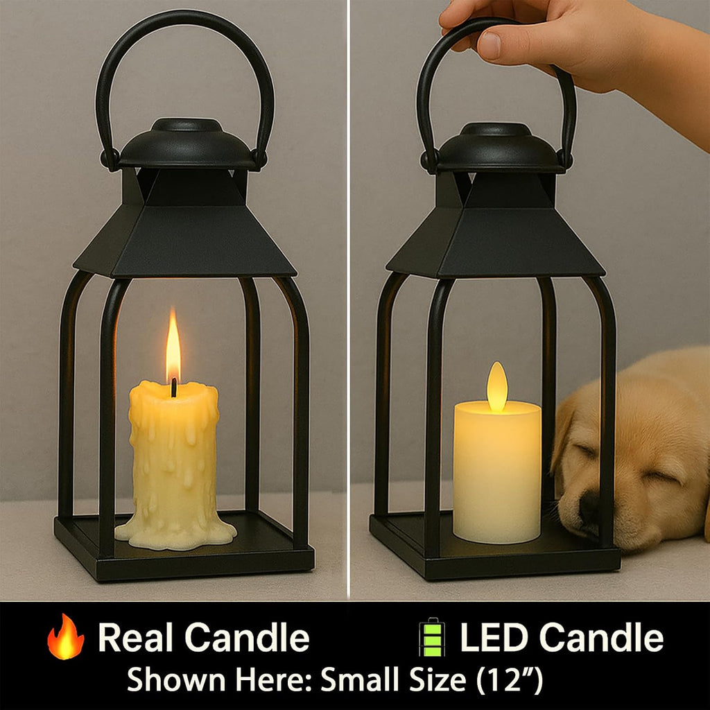Decorative Metal Lanterns Indoor Outdoor, Candle Holder for Porch, Patio, Fireplace, Floor, Wedding, Christmas, Fall