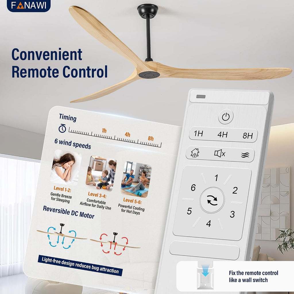 Inspired Maverick Style 84" wood ceiling fan, Matte Black