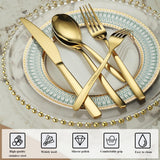 Gold Silverware Set 60 Pieces Service for 12, Golden Titanium Plating Stainless Steel Flatware Set