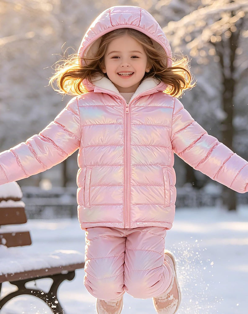 Girls Hooded Puffer Jacket Warmth Padded Winter Coat