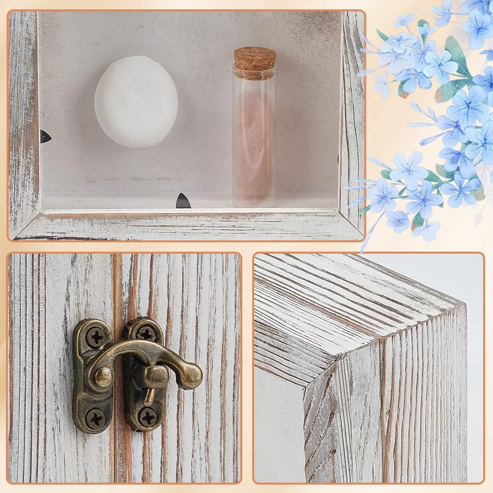 Pet Memorial Shadow Box Solid Wood Rectangle Picture Frame Paw Print Kit Urn Ashes Fur Jar Case Light Grey Dog Cat