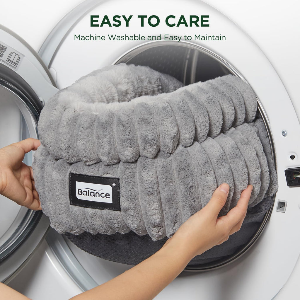 Cat Bed Kitten Bed, Washable Round Cat Beds for Indoor Cats, Super Soft Plush Faux Fur Pet Bed for Puppy and Kitten