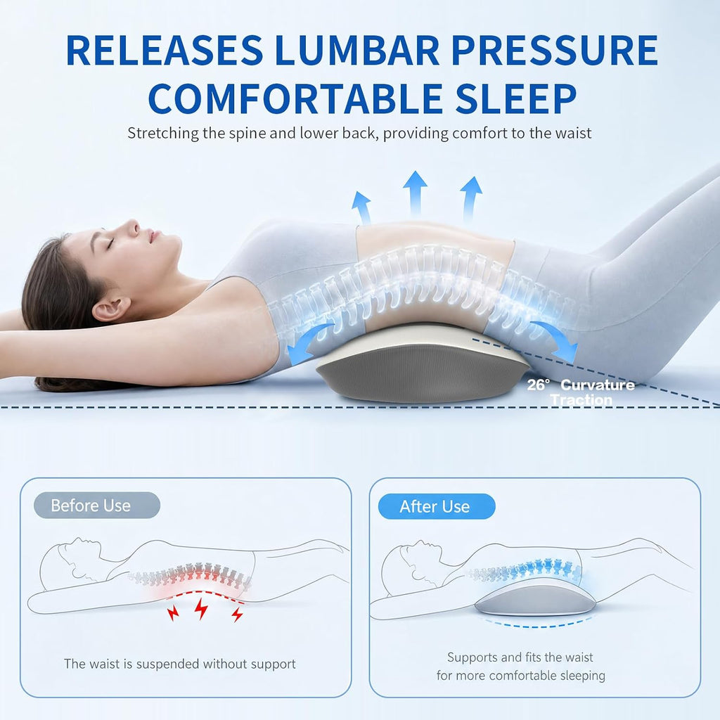 Lumbar Support Pillow for Bed Sleeping - Lower Pillow for Back Pain Relief | Memory Foam Waist Pillow for Bed Sofa