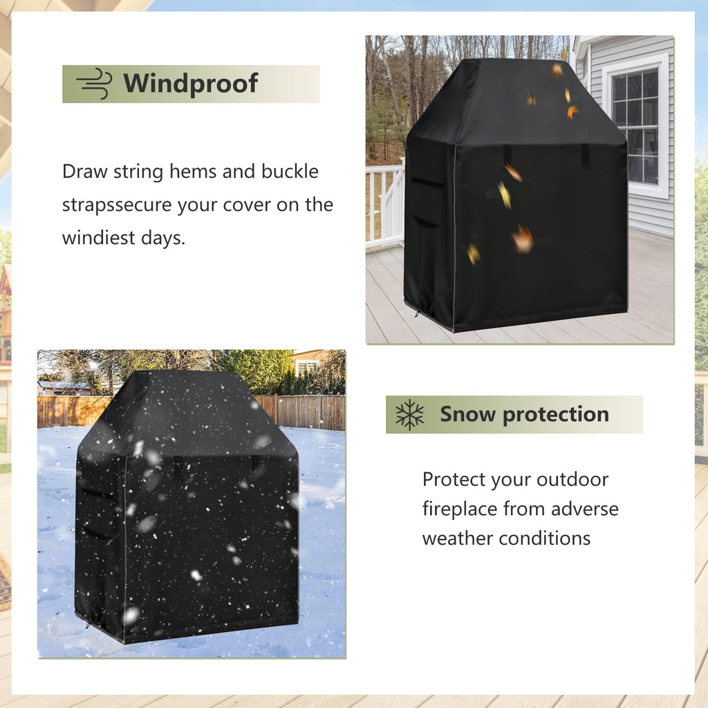 Outdoor Fireplace Cover, 42"W x 24"D x 48"H, Black