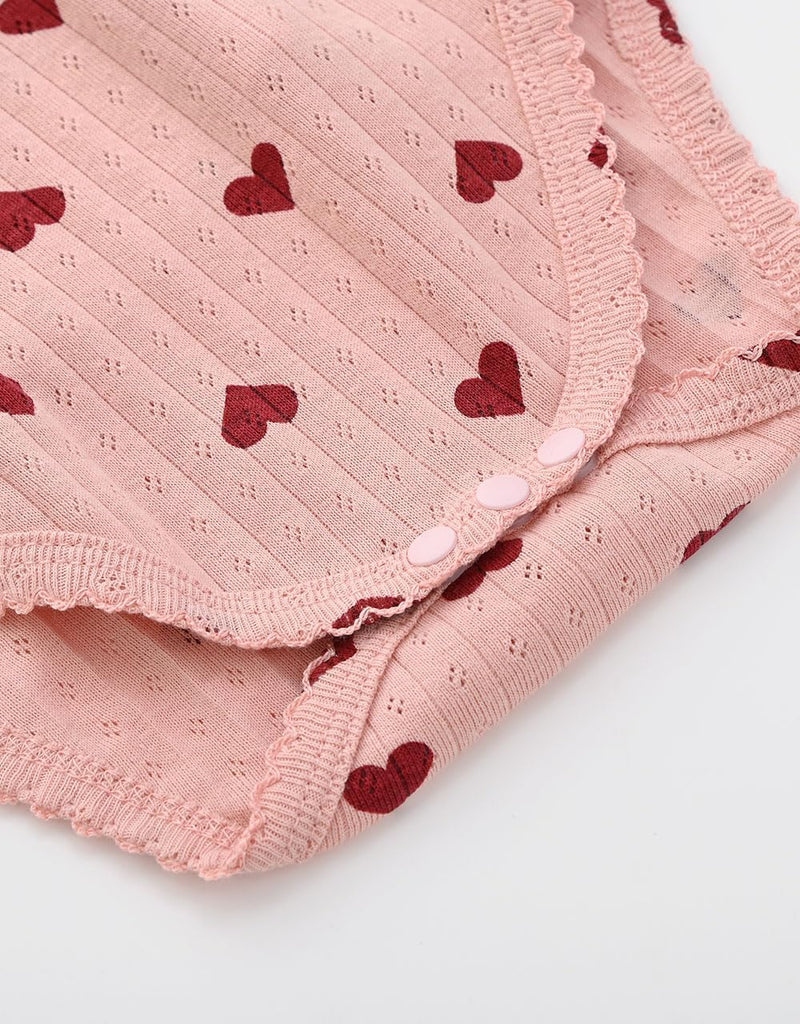 Side Snap Short Sleeve Wrap Over Bodysuit Baby Girl Valentine Clothes