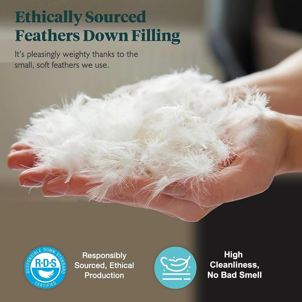 Feathers & Down Comforter, Organic Duvet Insert, 100% Cotton Shell, Ethically-sourced Feathers and D