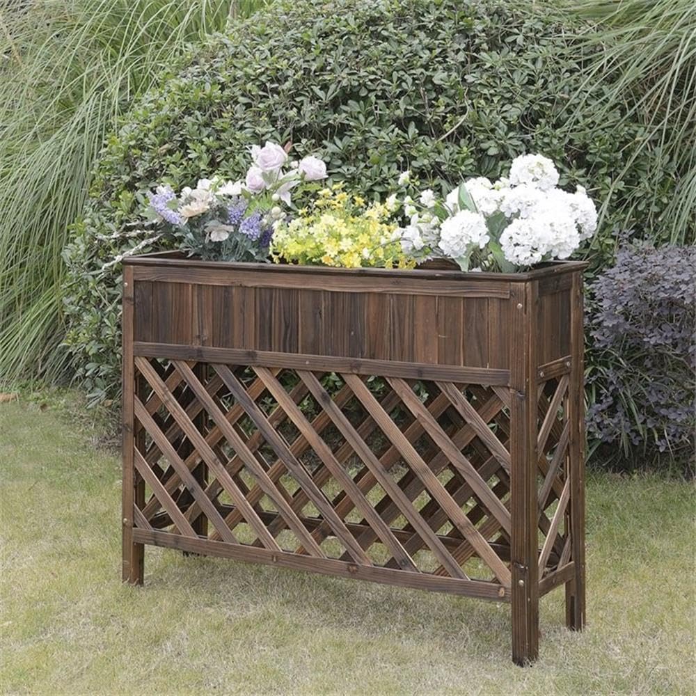 Planters & Potts Large Raised Patio Planter, Weathered Cedar