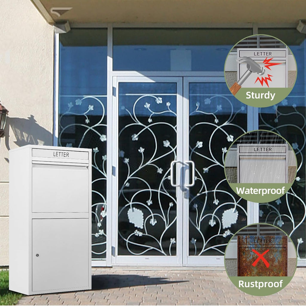 Package Delivery Boxes ，Extra Large Package Drop Boxes，Anti-Theft Lockable Parcel Delivery Box Porch with Secure
