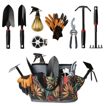 Giftable Garden Tools Set, Adjustable Yard Tool Storage Tote Bag, Alloy Gardening Tools with Non-Slip Ergonomic