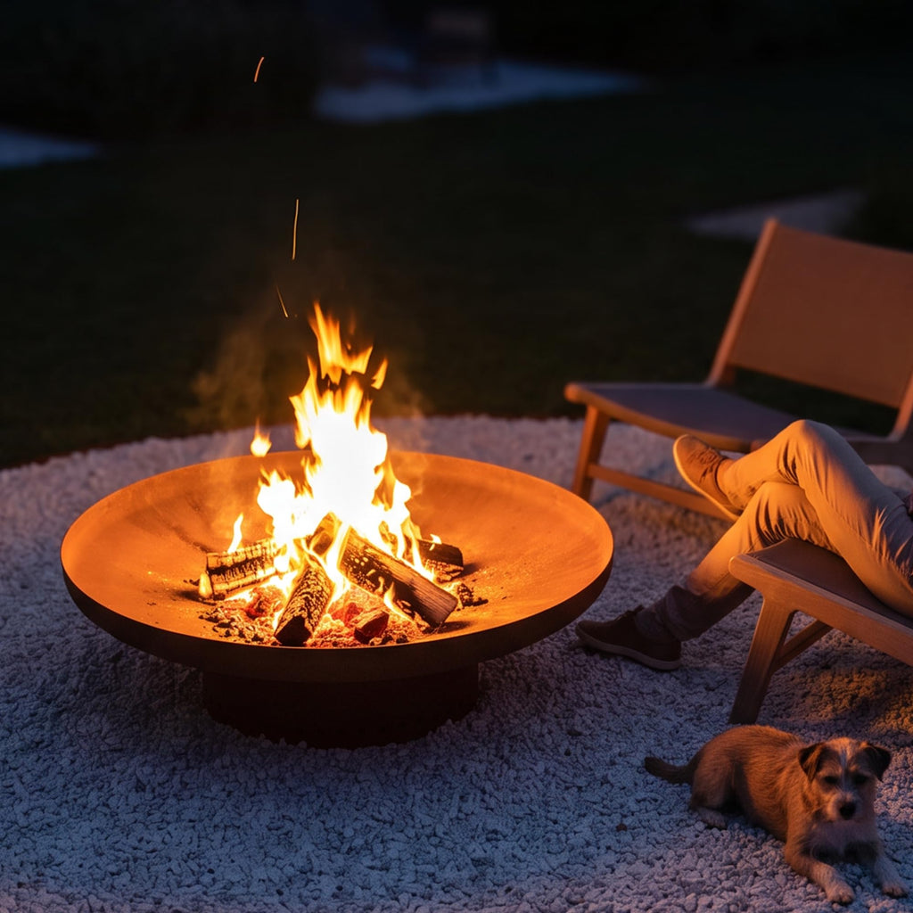 23.6 in Fire Pit, Round Outdoor Wood Burning Steel Fire Bowl