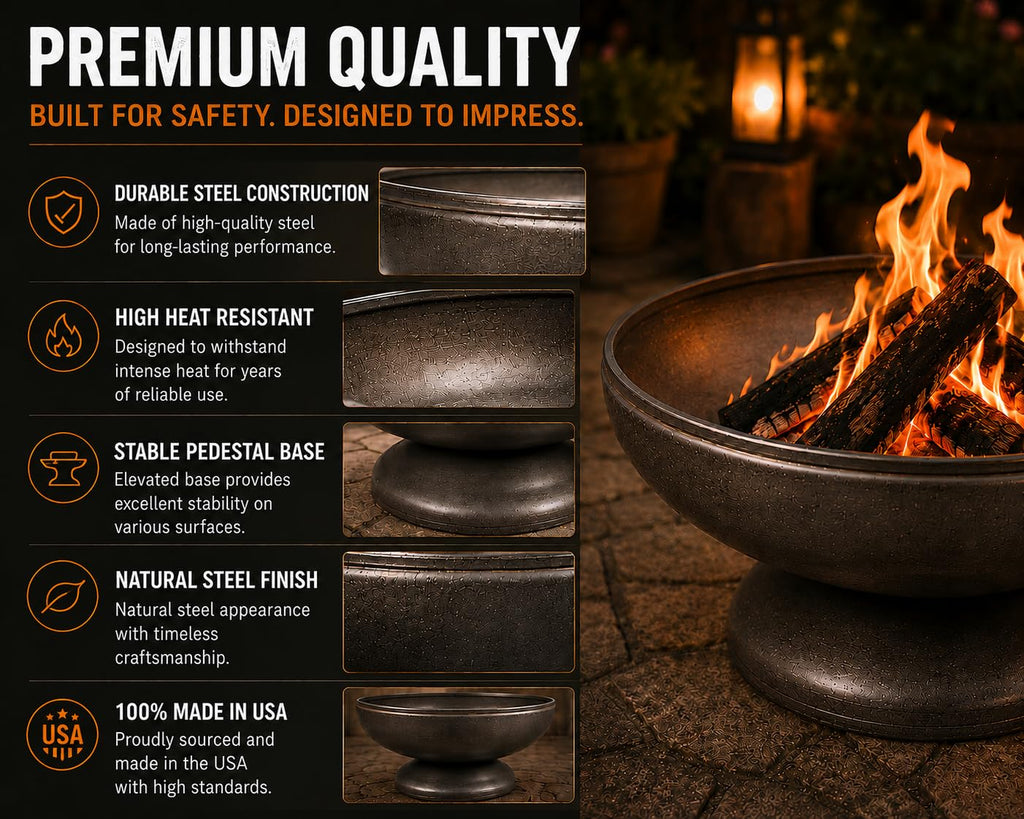 Liberty 36" Wood Burning Fire Pit Carbon Steel Outdoor Bowls