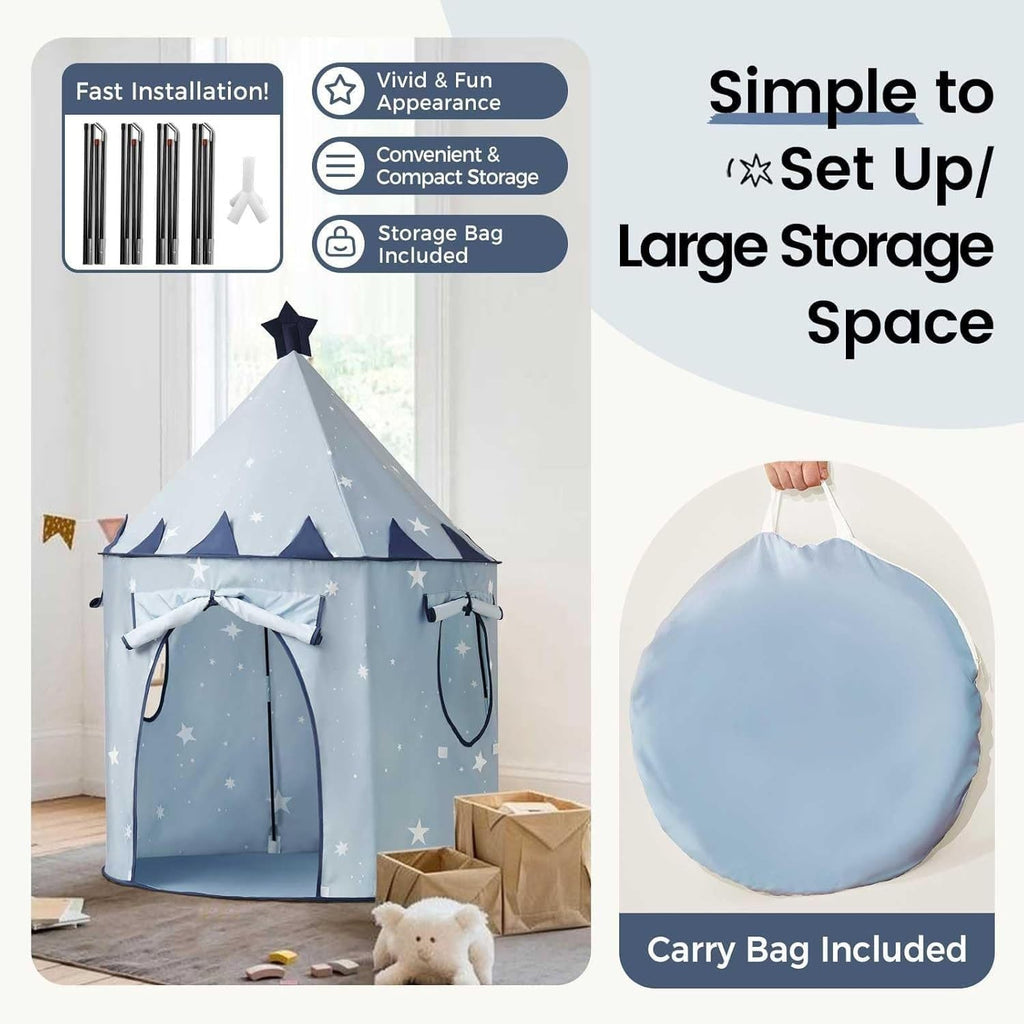 Kids Castle Play Tent, Starry Sky Mongolian Style Indoor/Outdoor Playhouse, Portable Kids Game Tent with Carry Bag
