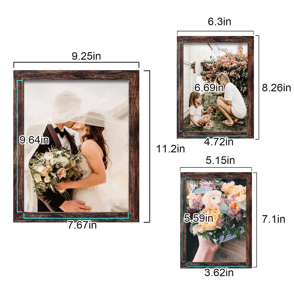 Picture Frame Set 10-Pack, Gallery Wall Frame Collage with 8x10 5x7 4x6 Frames in Brown Finishes