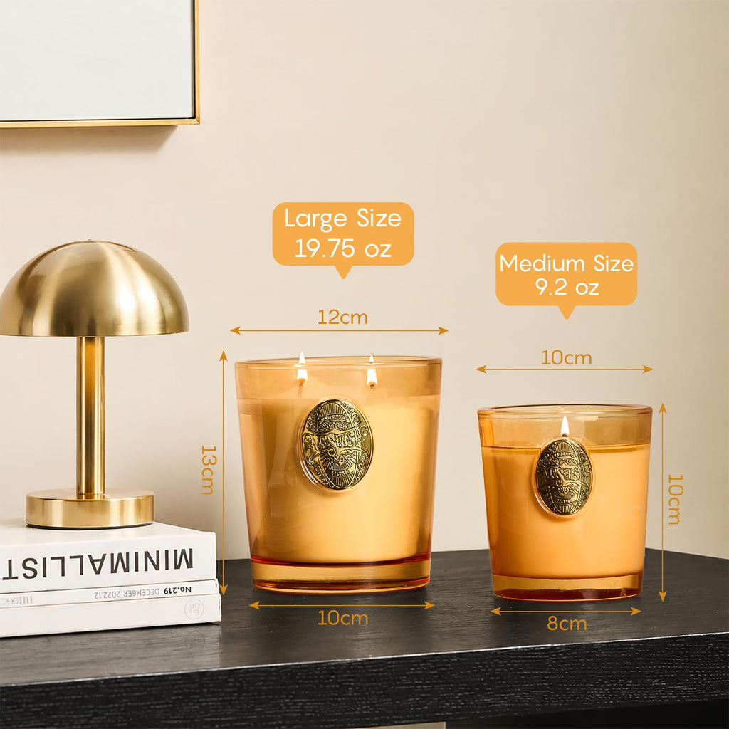 Natural Soy Candle | Pumpkin Apple Pie & Orange | 9.2 oz, 50H Burn Time | Luxury Scented Candle for Relaxation