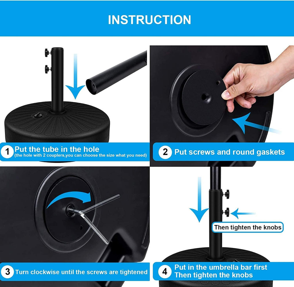 20" Round Heavy Duty Patio Umbrella Base Stand with Steel Umbrella Holder