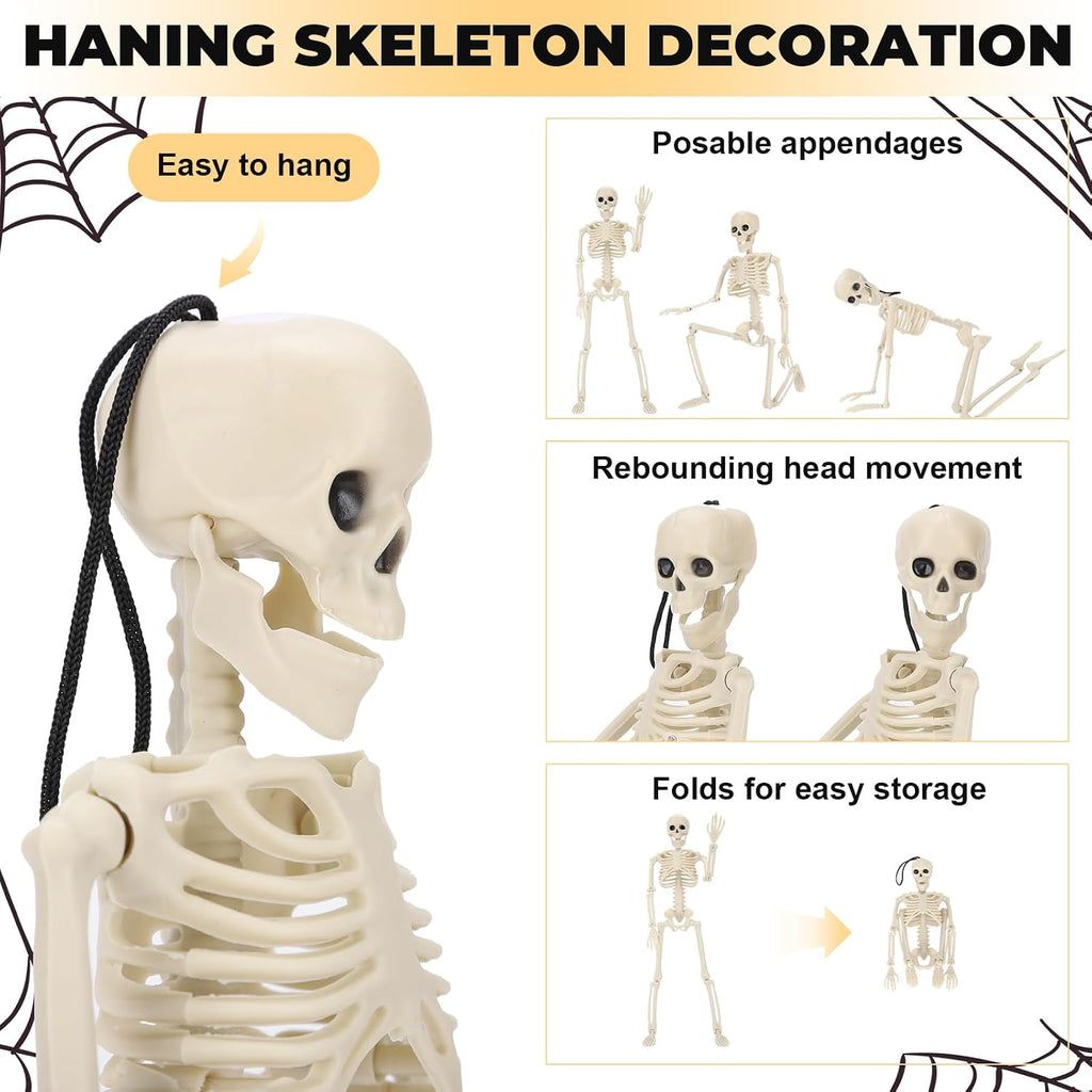 16" Halloween Skeleton Decorations with Posable Joints - Set of 5