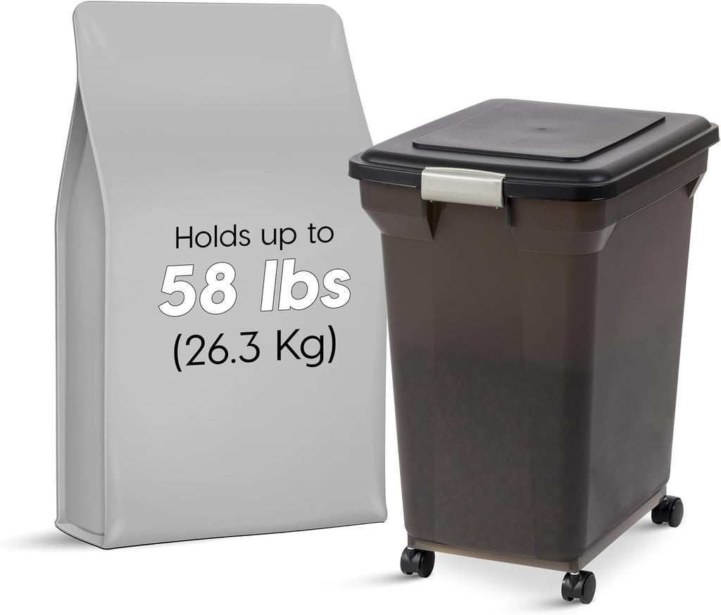 USA Dog Food Storage Container, Up to 58 lbs, Smoke Black, Made in USA